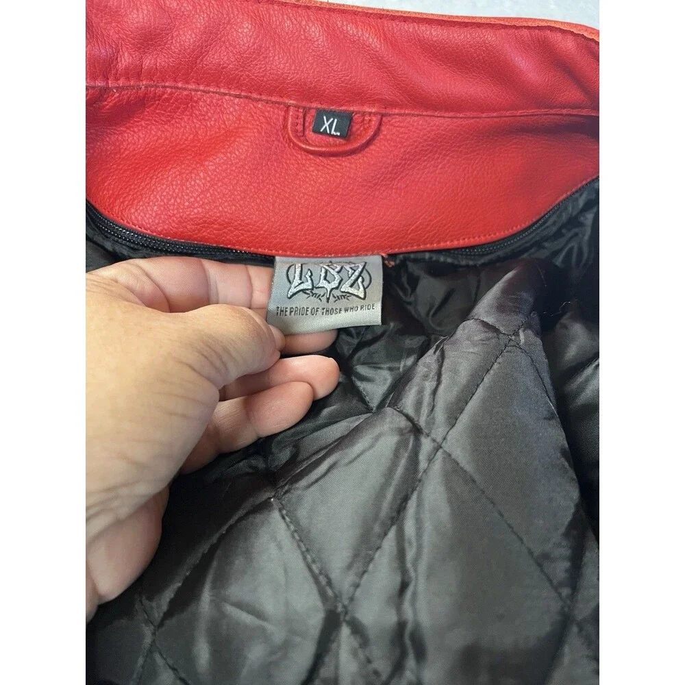 LBZ Motorcycle  Jacket Armored Red Leather Men’s XL Zip Out Lining Biker